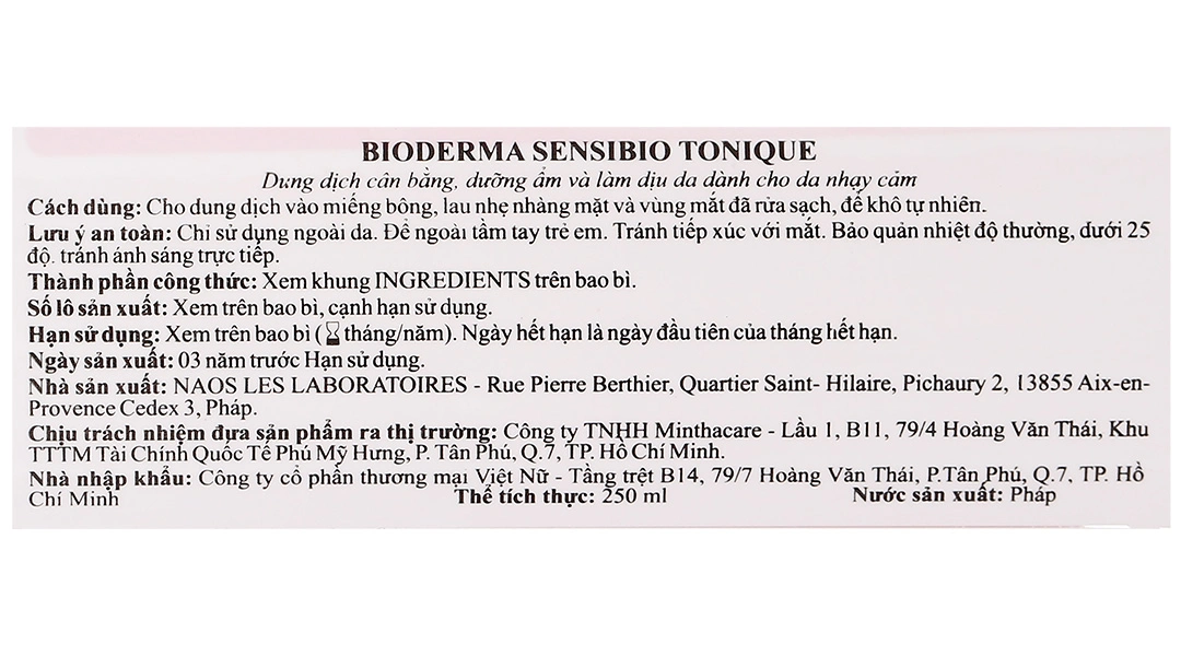 Nước cân bằng Bioderma Sensibio Tonique dưỡng ẩm và làm dịu da chai 250ml - 3